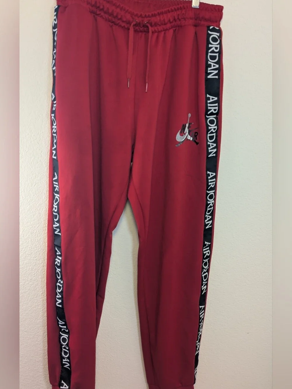 Jordan Air Men’s XL Red Logo Tape Jogger Track Pants Jumpman Nike
